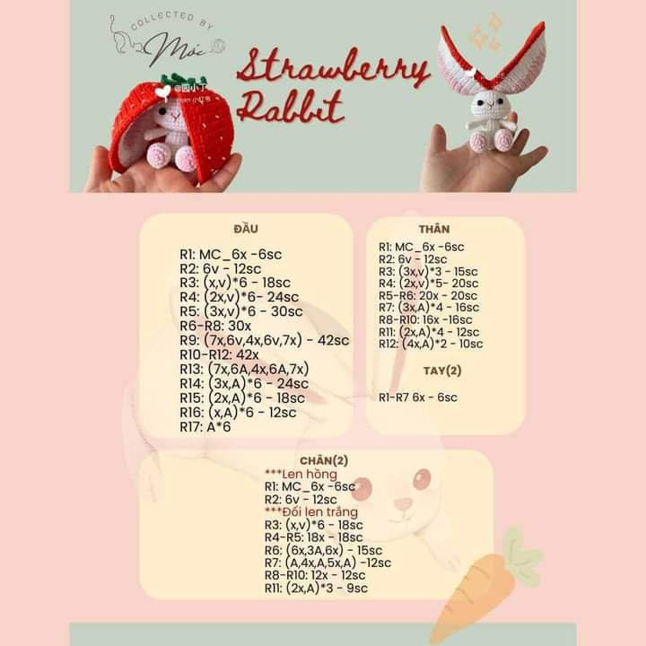 Hướng dẫn móc strawberry rabbit