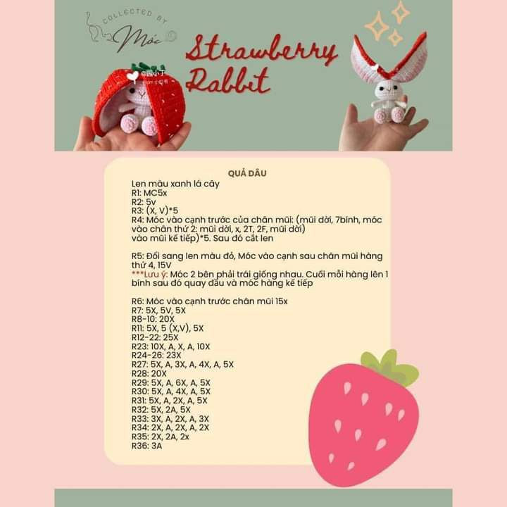 Hướng dẫn móc strawberry rabbit