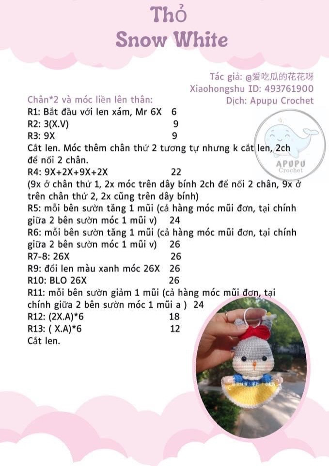 Hướng dẫn móc thỏ snow white