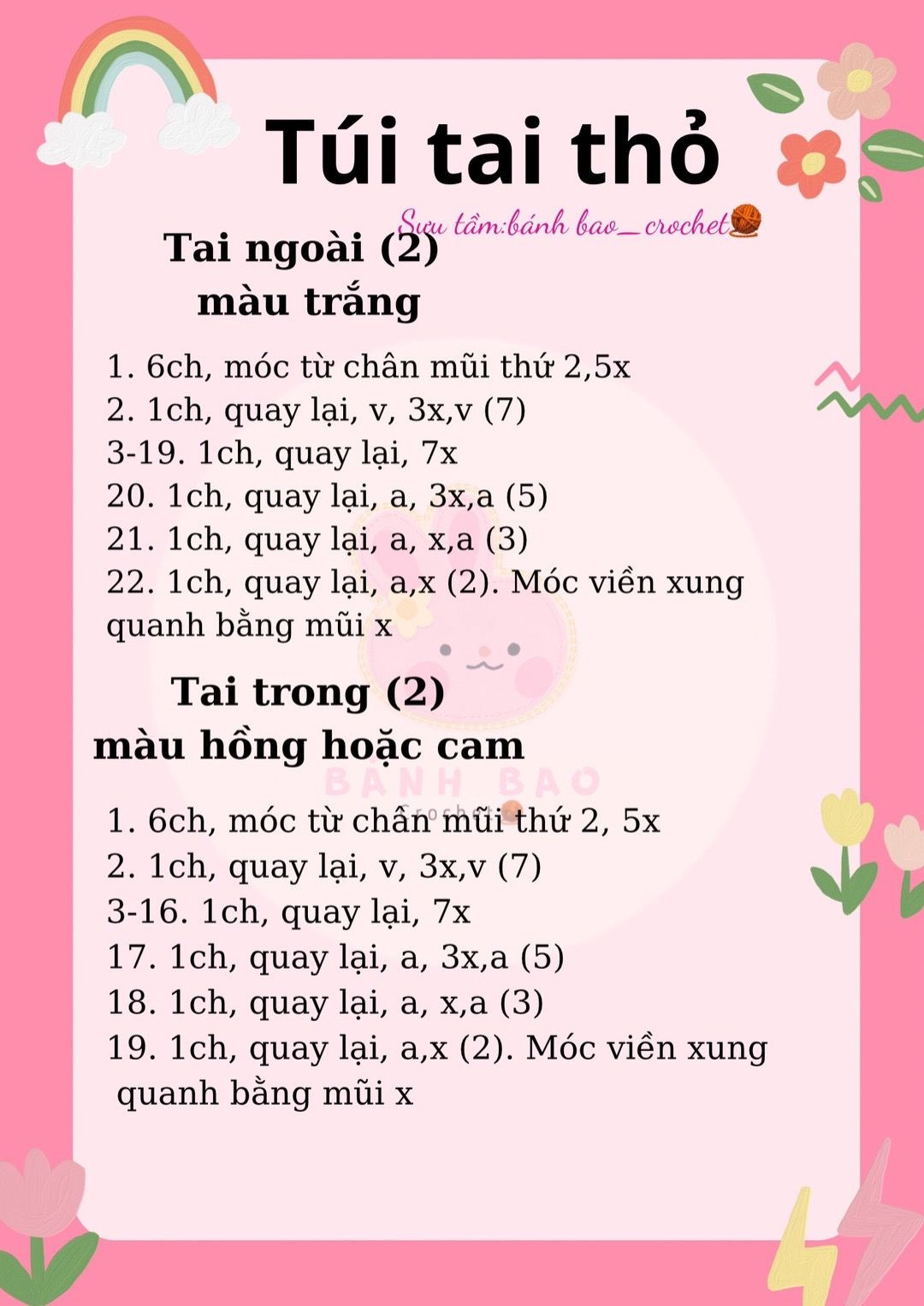 Hướng dẫn móc túi tai thỏ