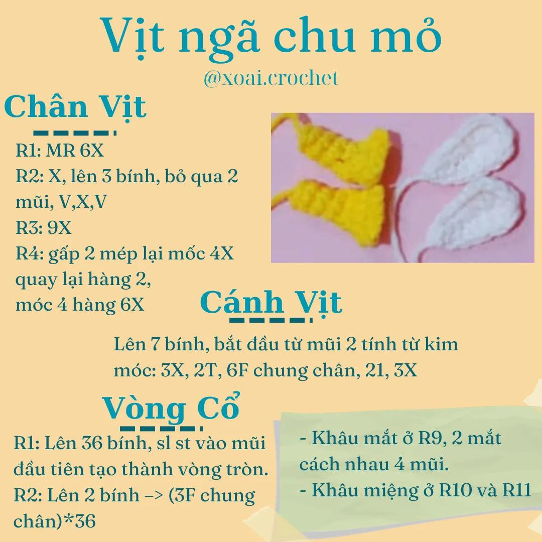 Hướng dẫn móc vịt ngã chu mỏ