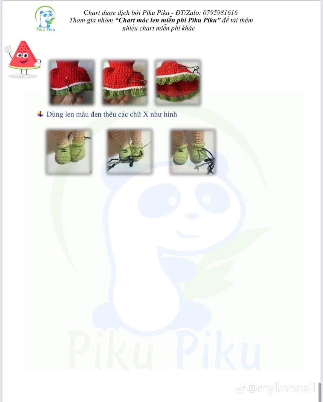 Hướng dẫn móc water melon doll TV, watermelon girl patern