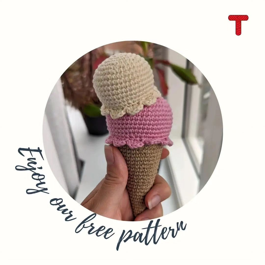 ice cream cone free pattern, pink cream