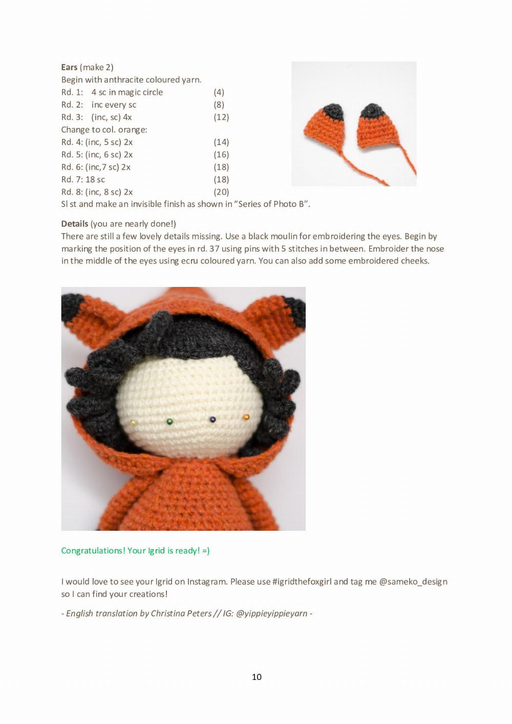 Igrid the fox girl crochet pattern