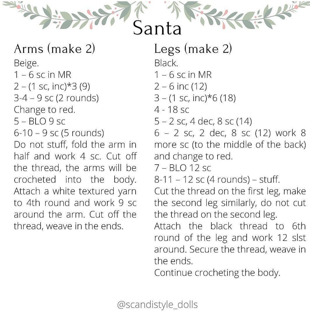 Instructions for crocheting Santa Claus wool