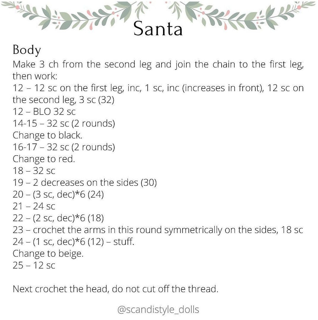 Instructions for crocheting Santa Claus wool