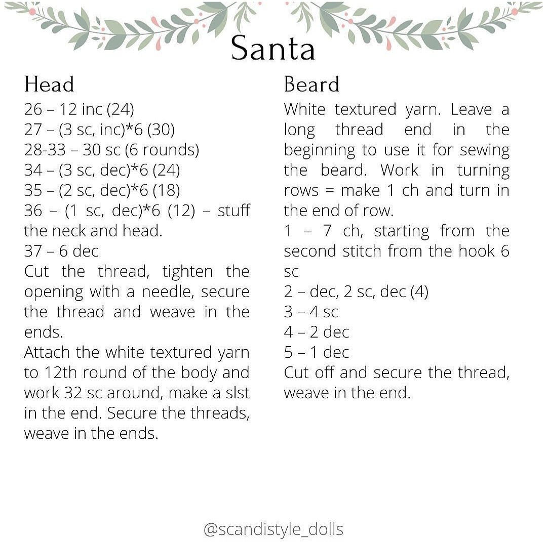 Instructions for crocheting Santa Claus wool