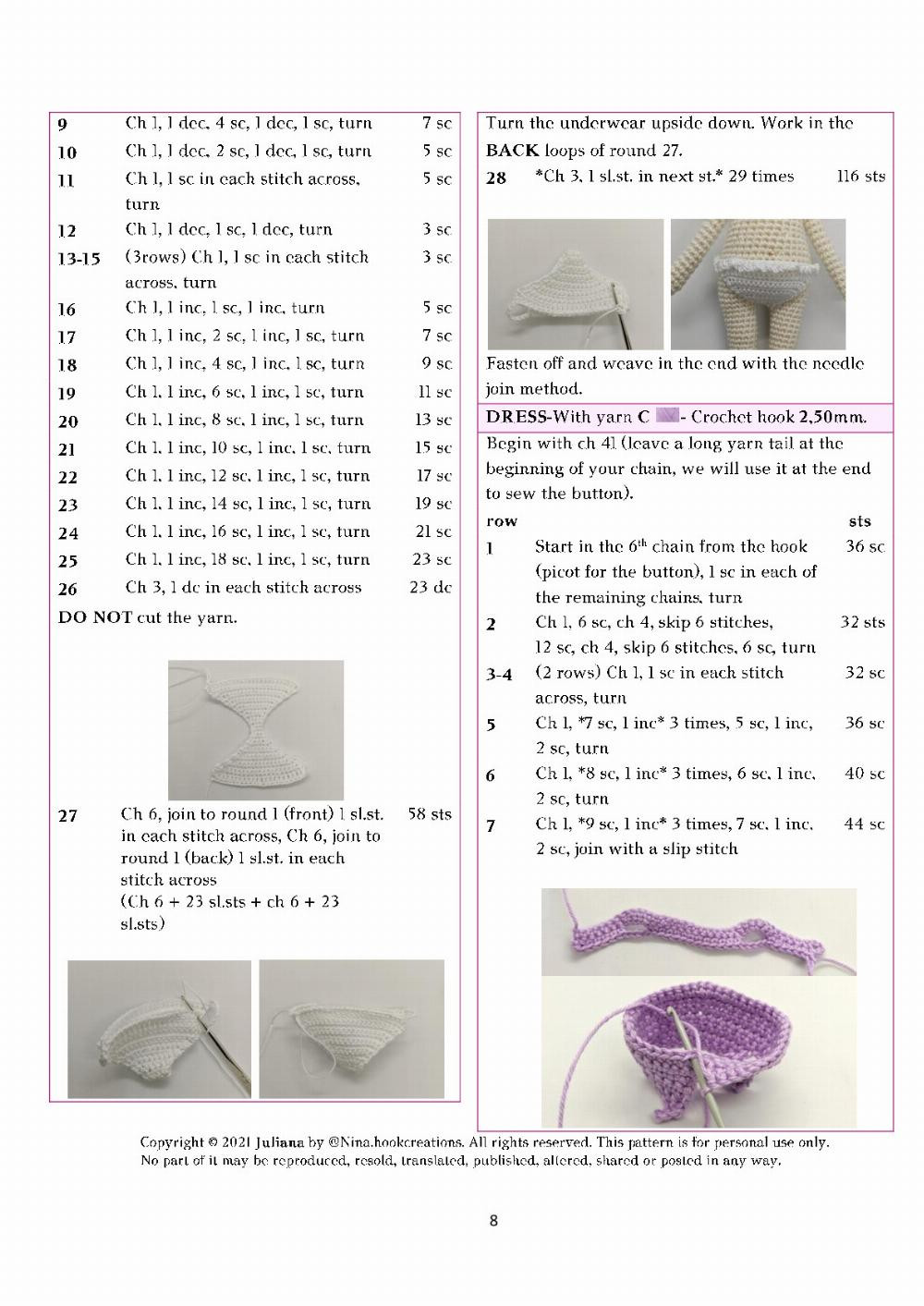 juliana crochet pattern