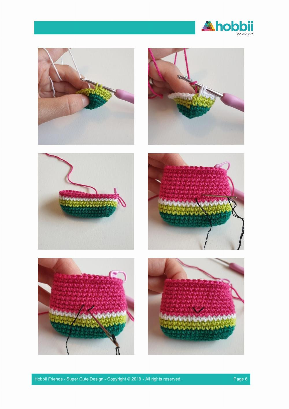 kawaii watermelon rattle crochet pattern