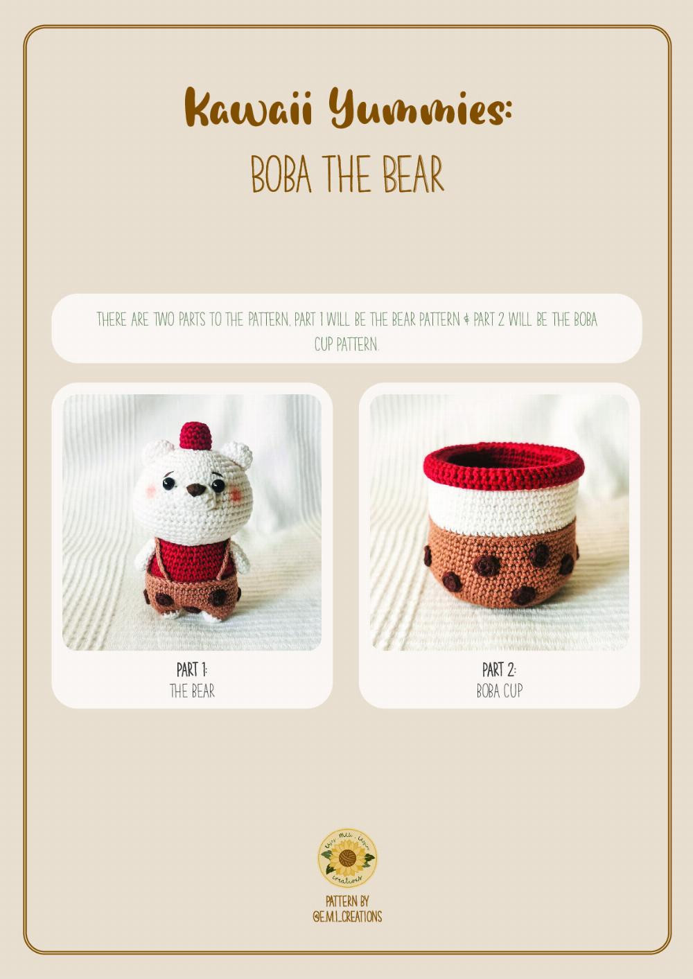 Kawaii Yummies: Boba the Bear Pattern