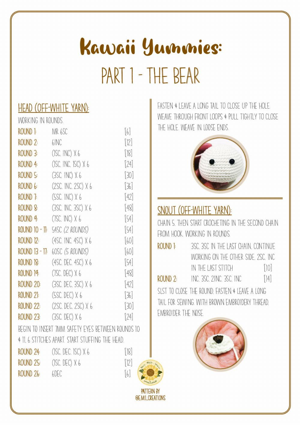 Kawaii Yummies: Boba the Bear Pattern