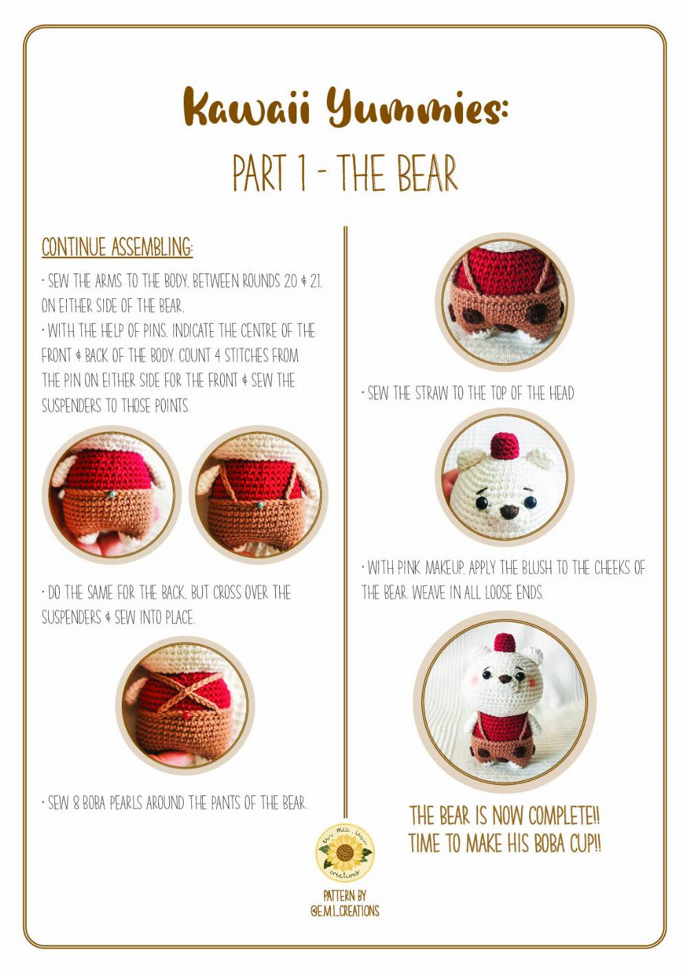 Kawaii Yummies: Boba the Bear Pattern