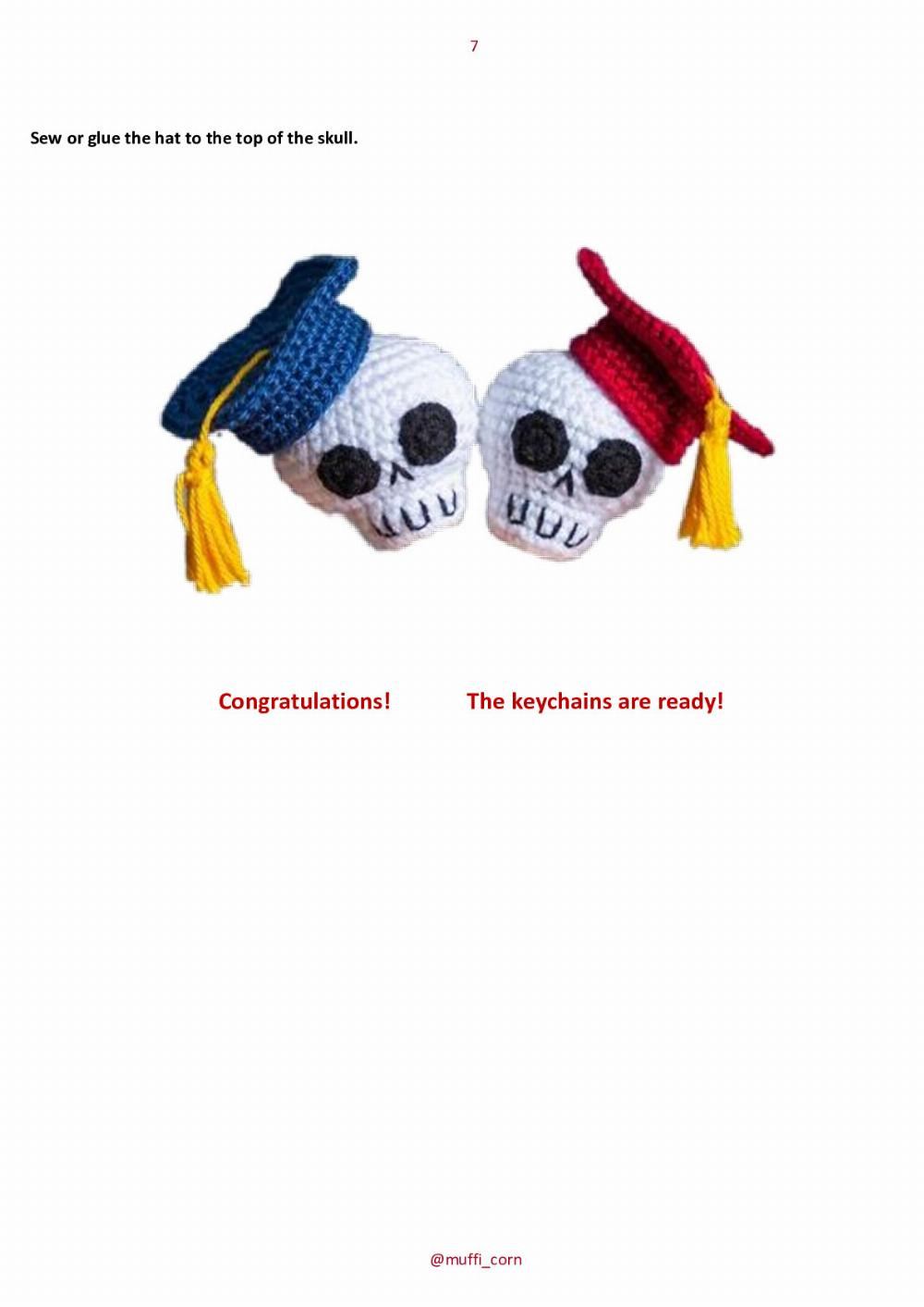 Keychains Graduation Skulls crochet pattern