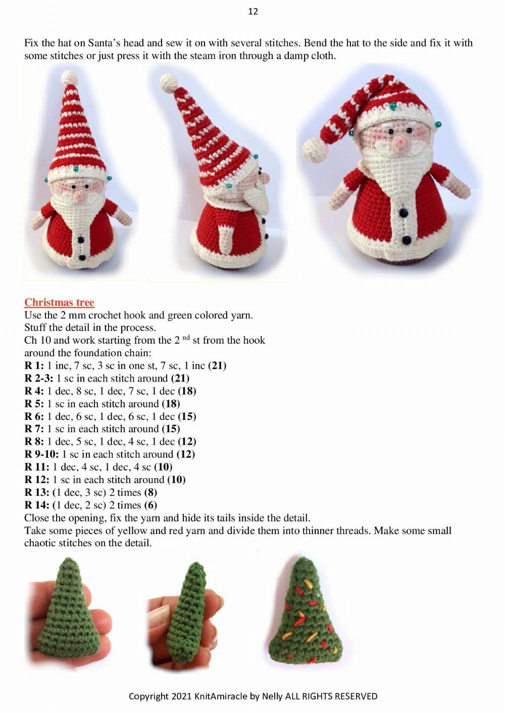 Knit a Miracle by Nelly presents Christmas Ornaments - Santa Claus, Elf Helper and Reindeer