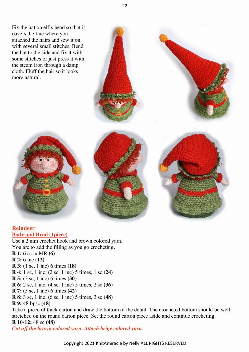 Knit a Miracle by Nelly presents Christmas Ornaments - Santa Claus, Elf Helper and Reindeer