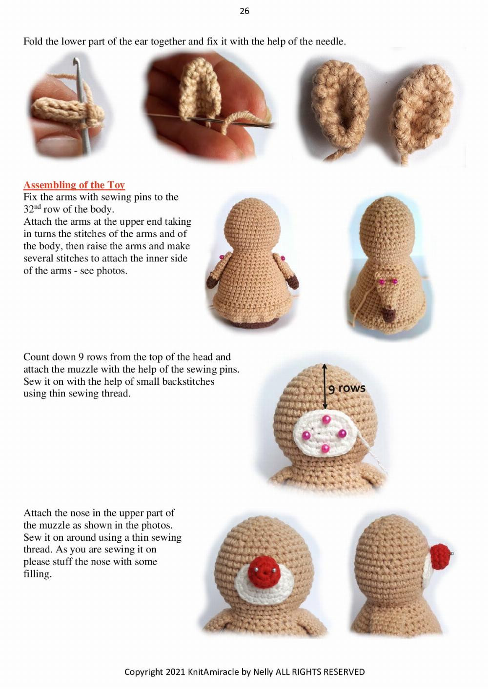 Knit a Miracle by Nelly presents Christmas Ornaments - Santa Claus, Elf Helper and Reindeer