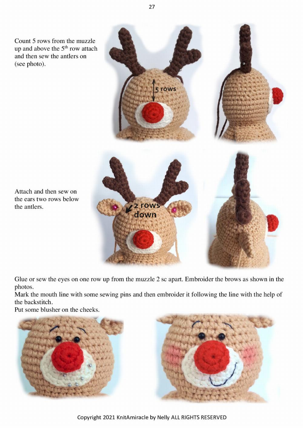 Knit a Miracle by Nelly presents Christmas Ornaments - Santa Claus, Elf Helper and Reindeer