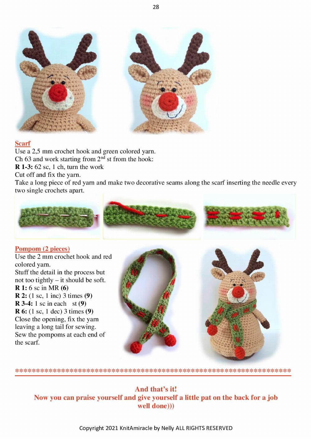 Knit a Miracle by Nelly presents Christmas Ornaments - Santa Claus, Elf Helper and Reindeer