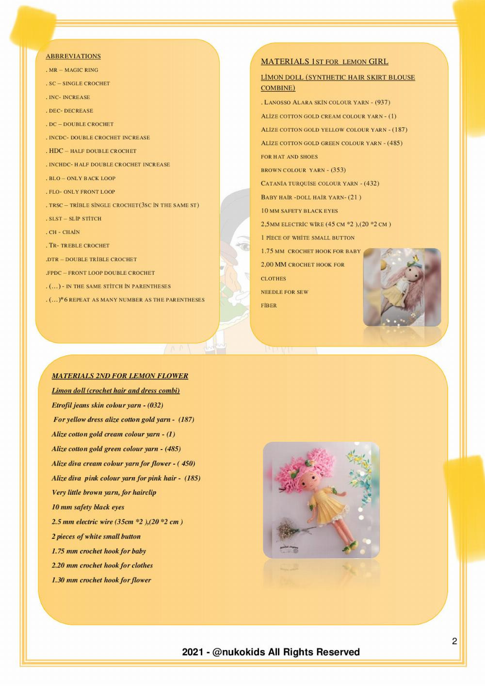 LİMONİÇE LEMON GIRL VE LEMON FLOWER PATTERNS