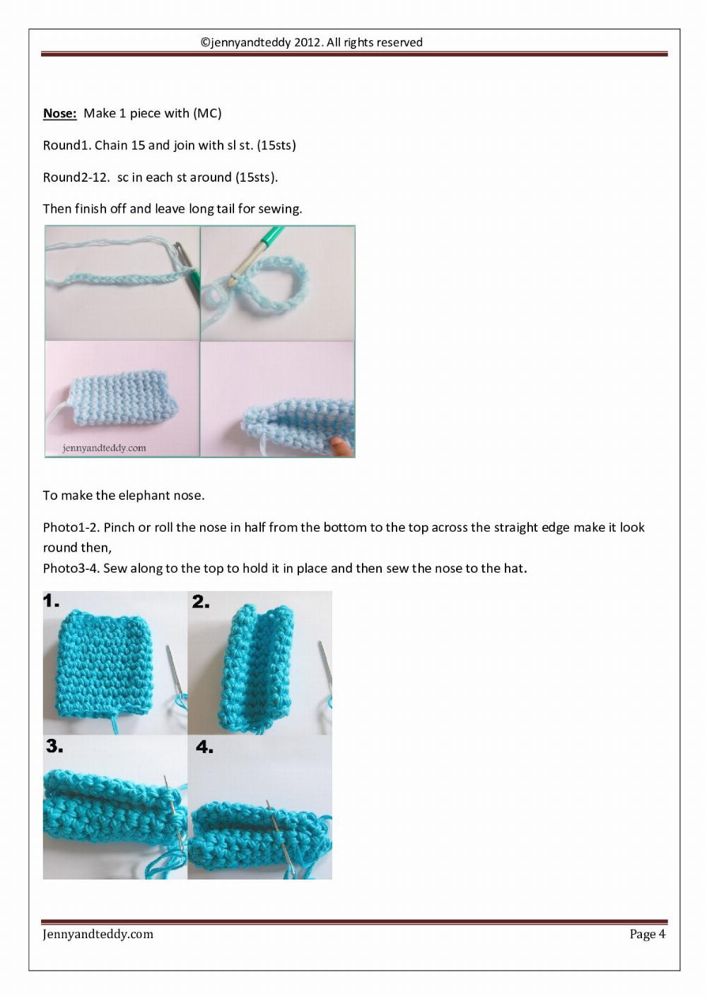 Little Elephant crochet hat pattern