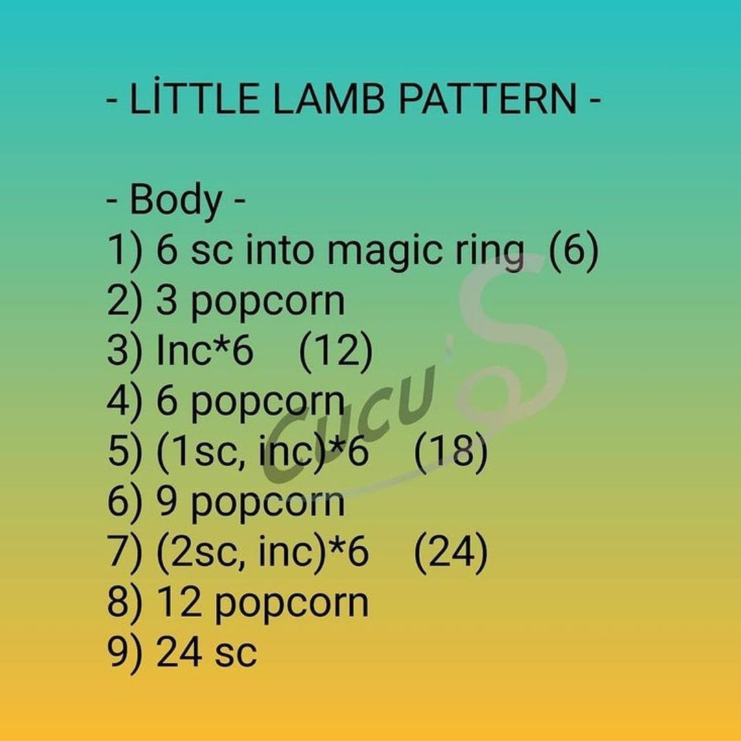 little lamb english pattern