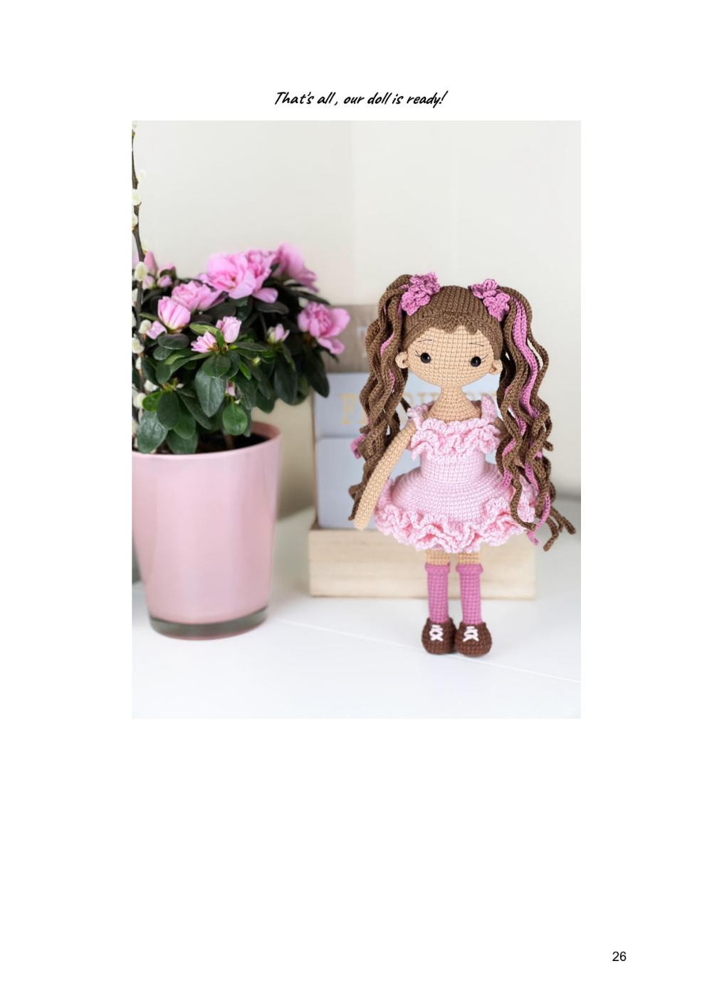 Luna doll with a pink dress crochet pattern