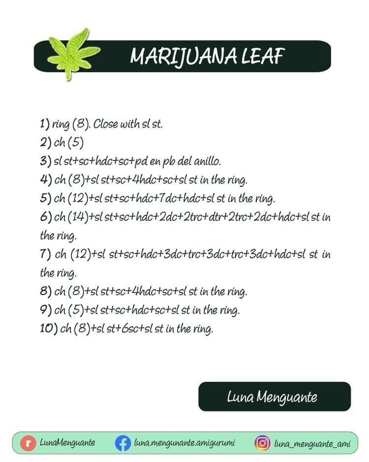 marijuana leaf crochet pattern