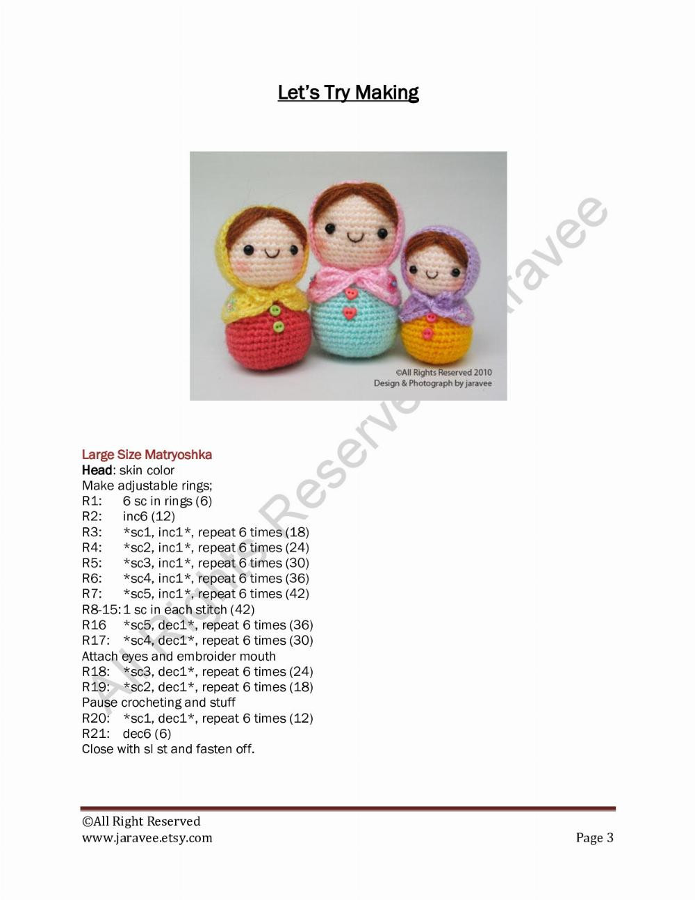 matryoshka amigurumi pattern