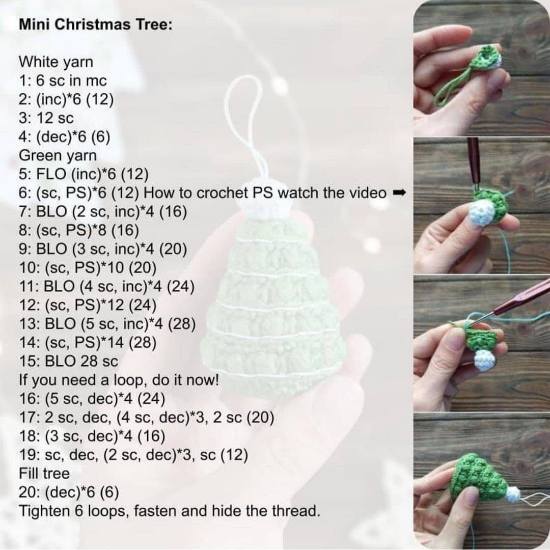 mini christmas tree free crochet pattern