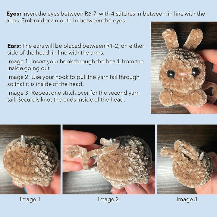 mini no-sew bunny free crochet pattern