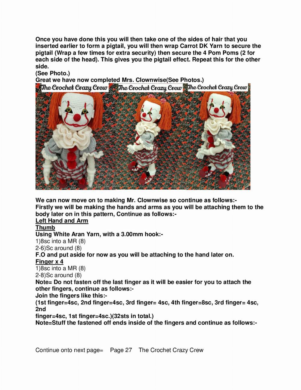 Mr & Mrs Clownwise crochet pattern