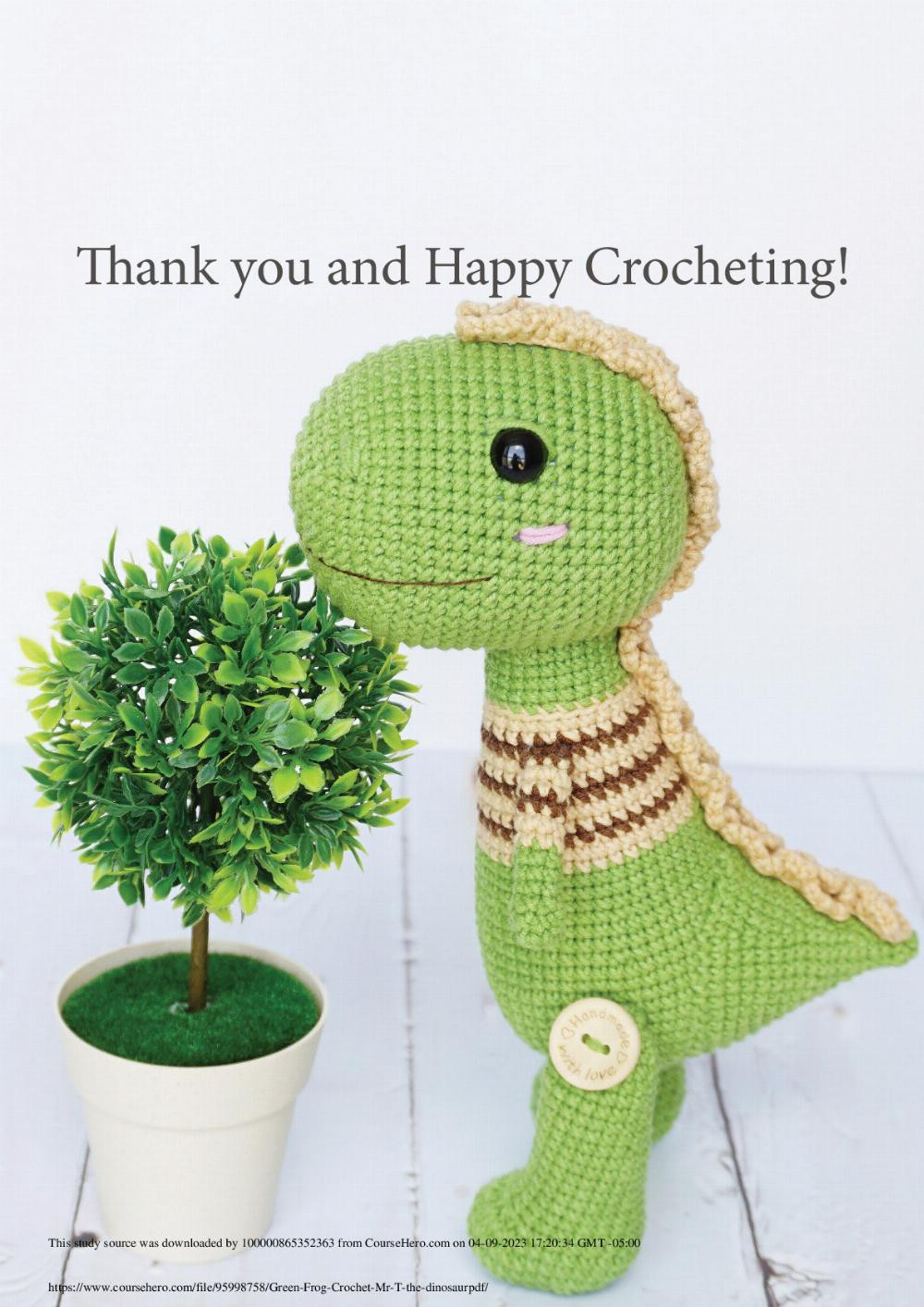 Mr. T the Dinosaur Green Frog Crochet