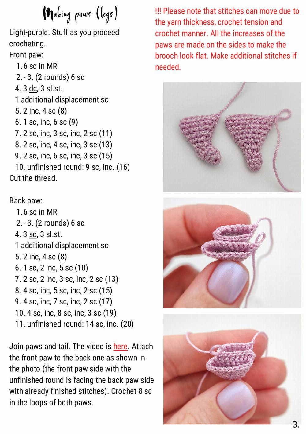 “Naughty kitten” brooch crochet pattern