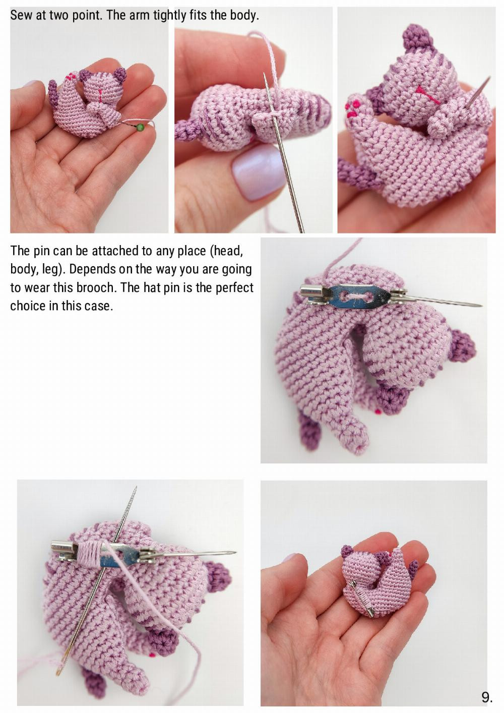 “Naughty kitten” brooch crochet pattern