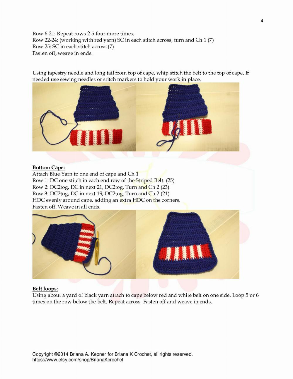 Newborn Captain America crochet pattern