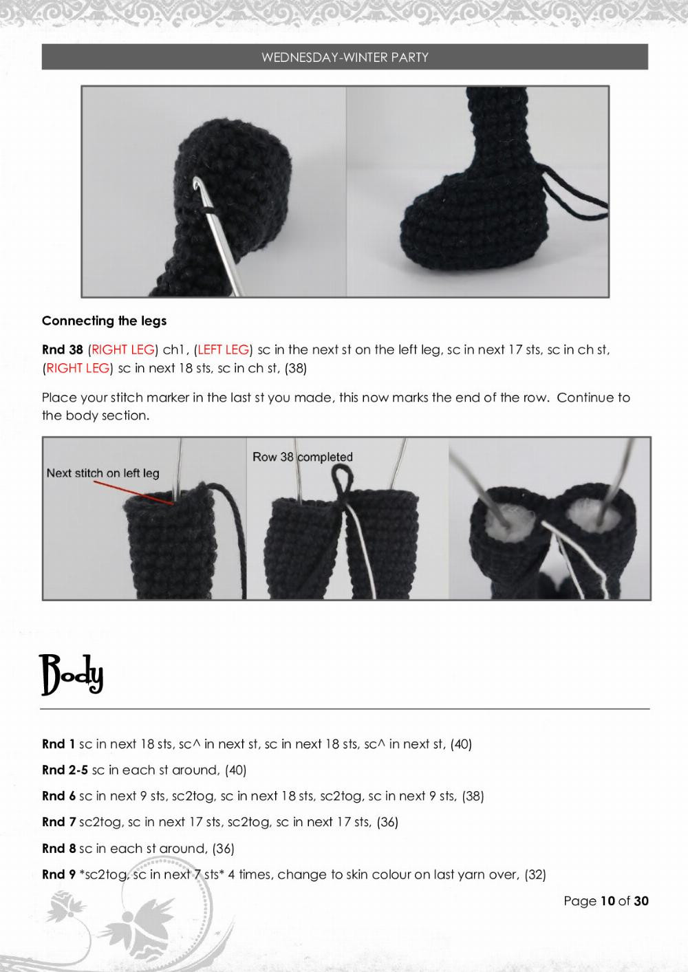 odd dolli WEDNESDAY-WINTER PARTY crochet pattern