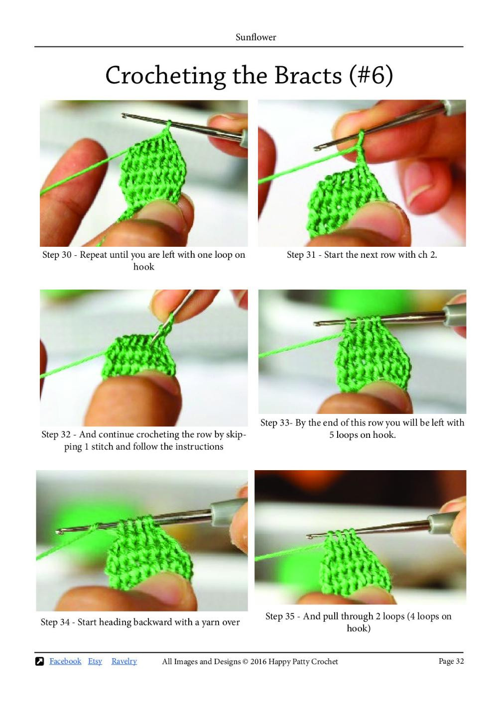 Patterns & Instructions by Happy PattyCrochet Sunflower