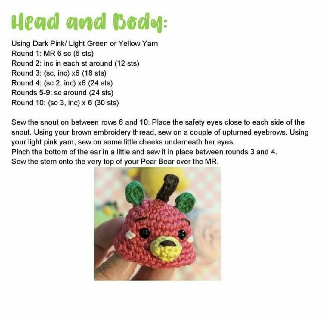 pear bear crochet pattern