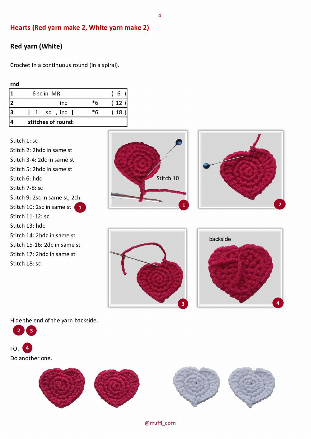 Pie with hearts crochet pattern