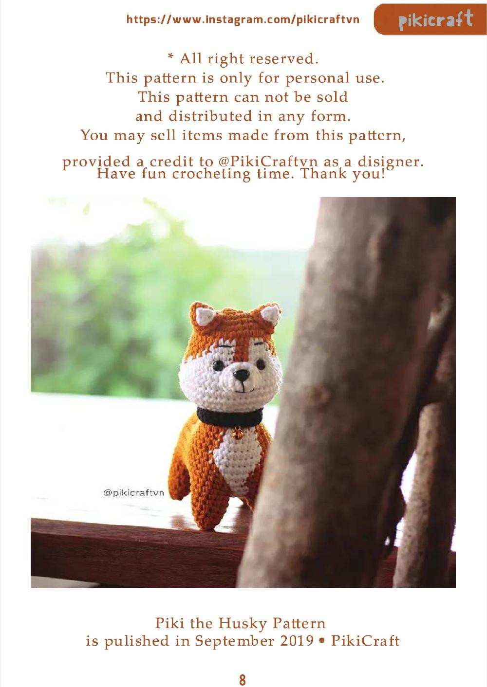 piki the husky chocolate copper color crochet pattern