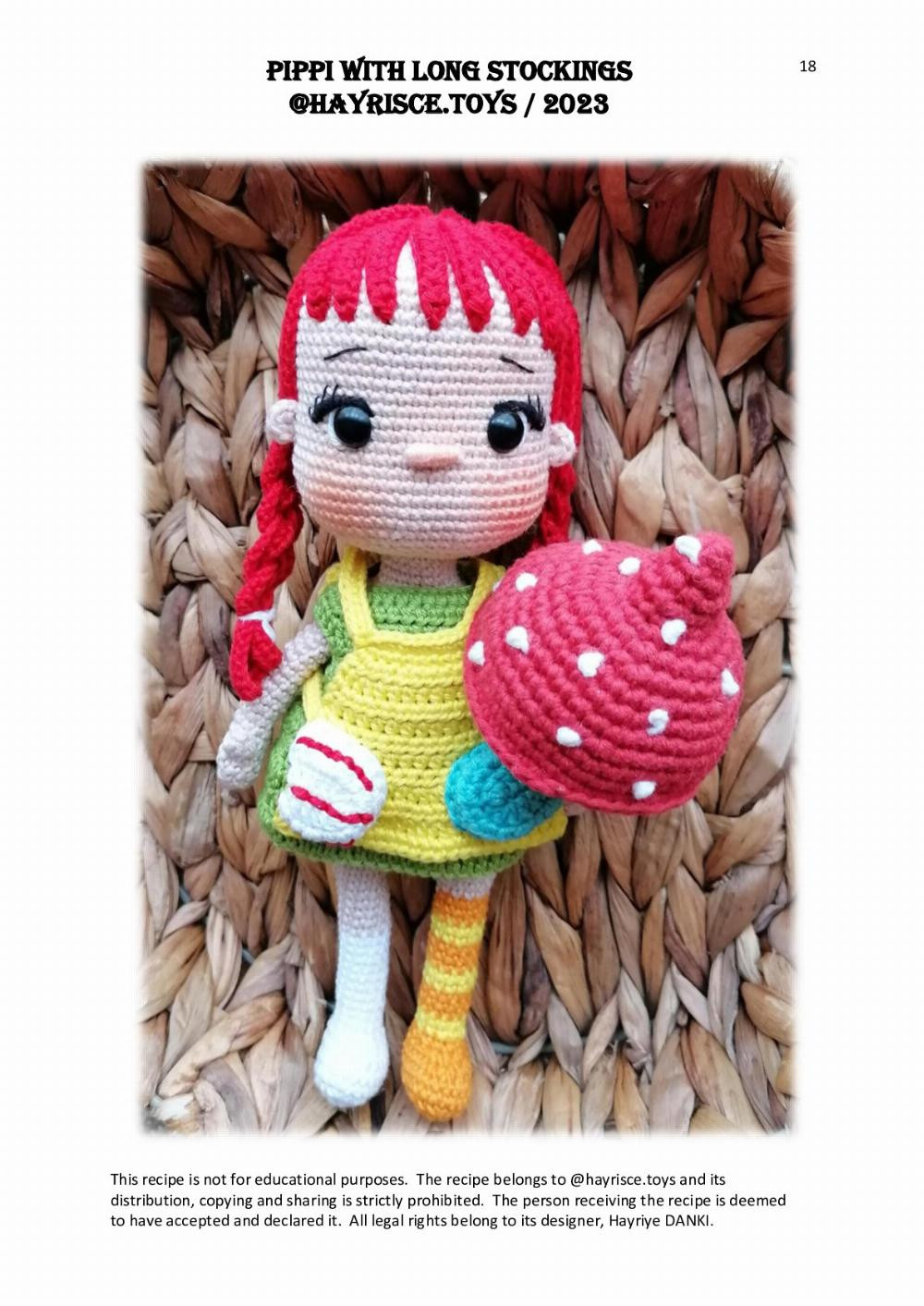 PIPPI WITH LONG STOCKINGS crochet pattern