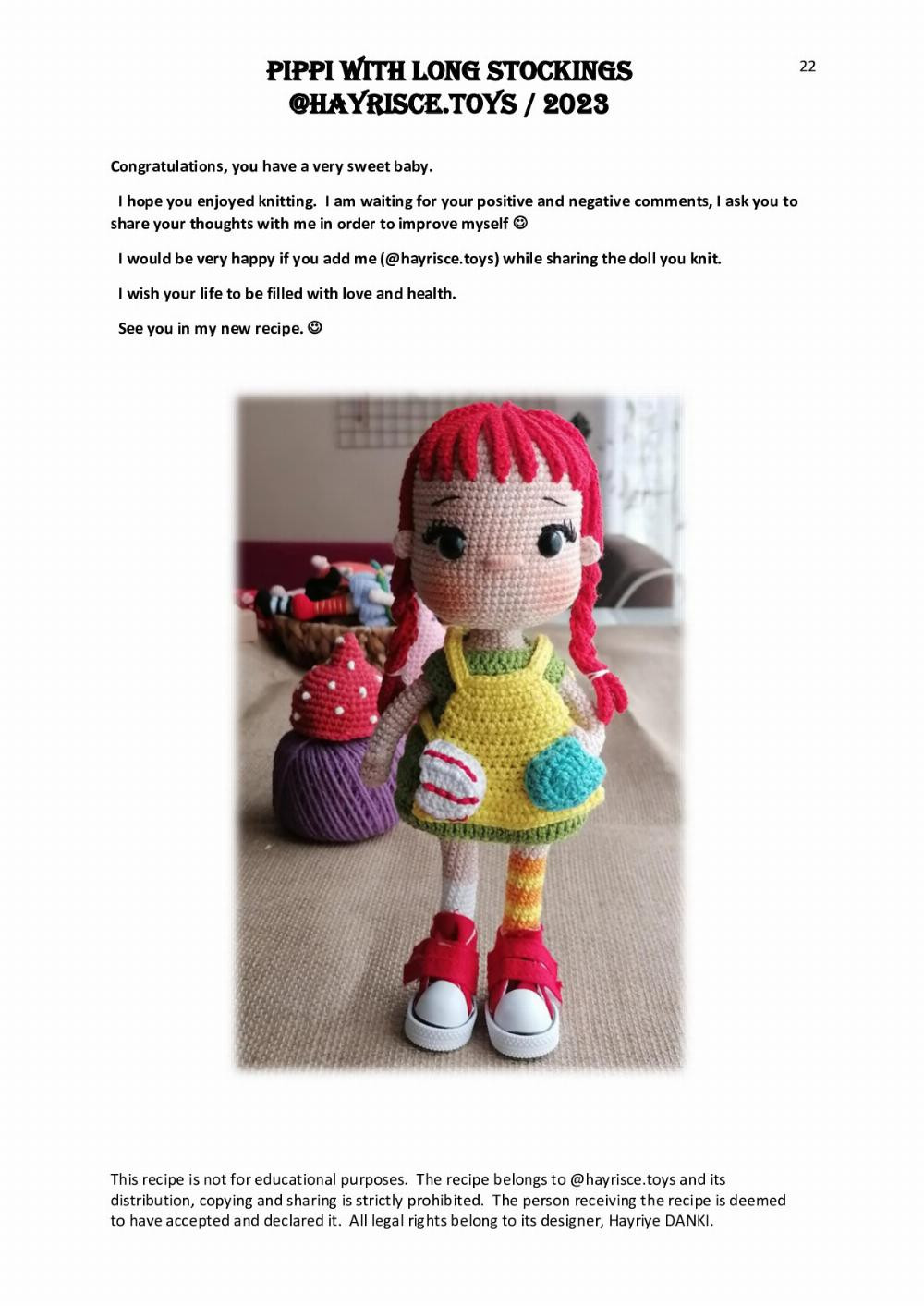 PIPPI WITH LONG STOCKINGS crochet pattern