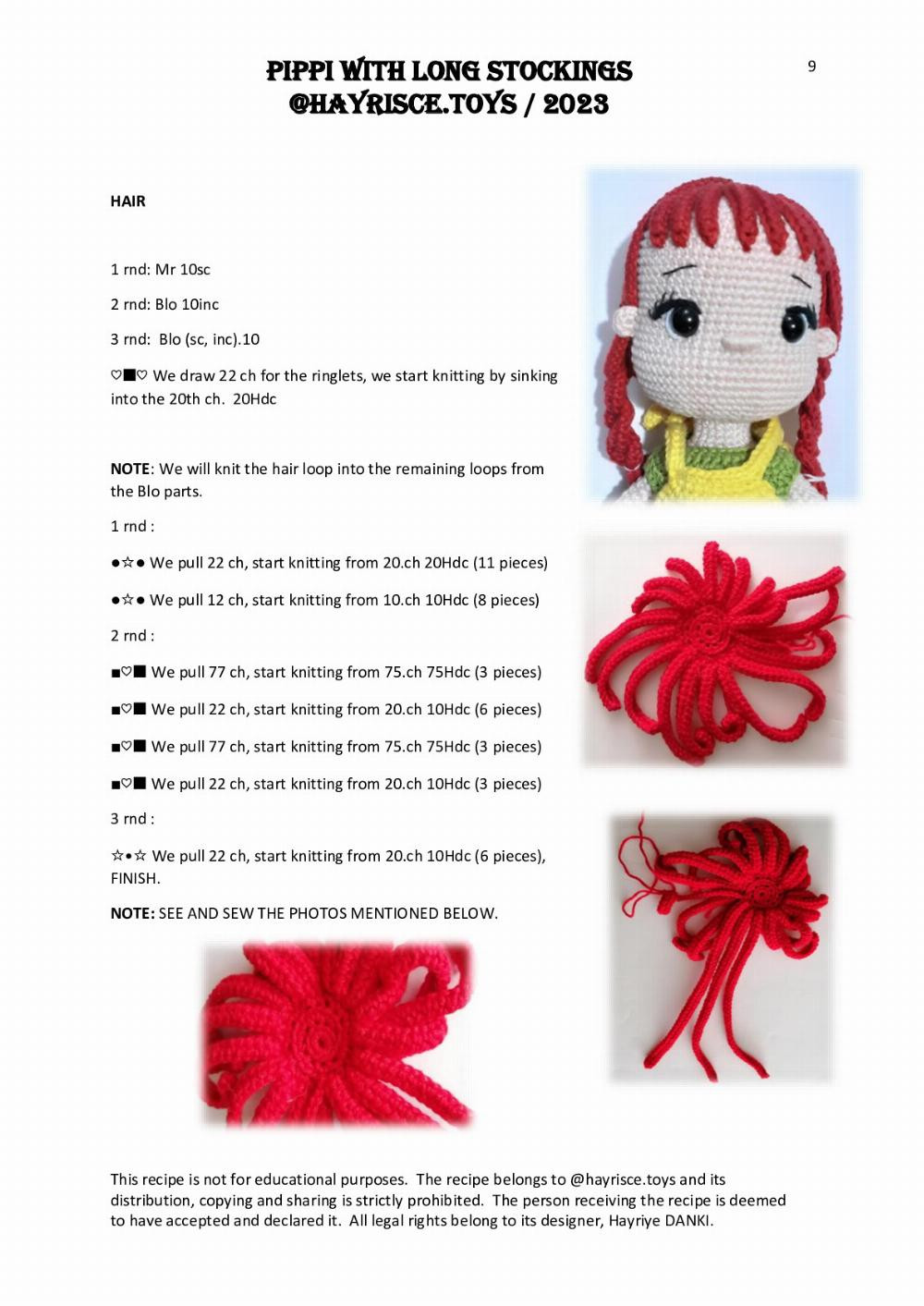 PIPPI WITH LONG STOCKINGS crochet pattern