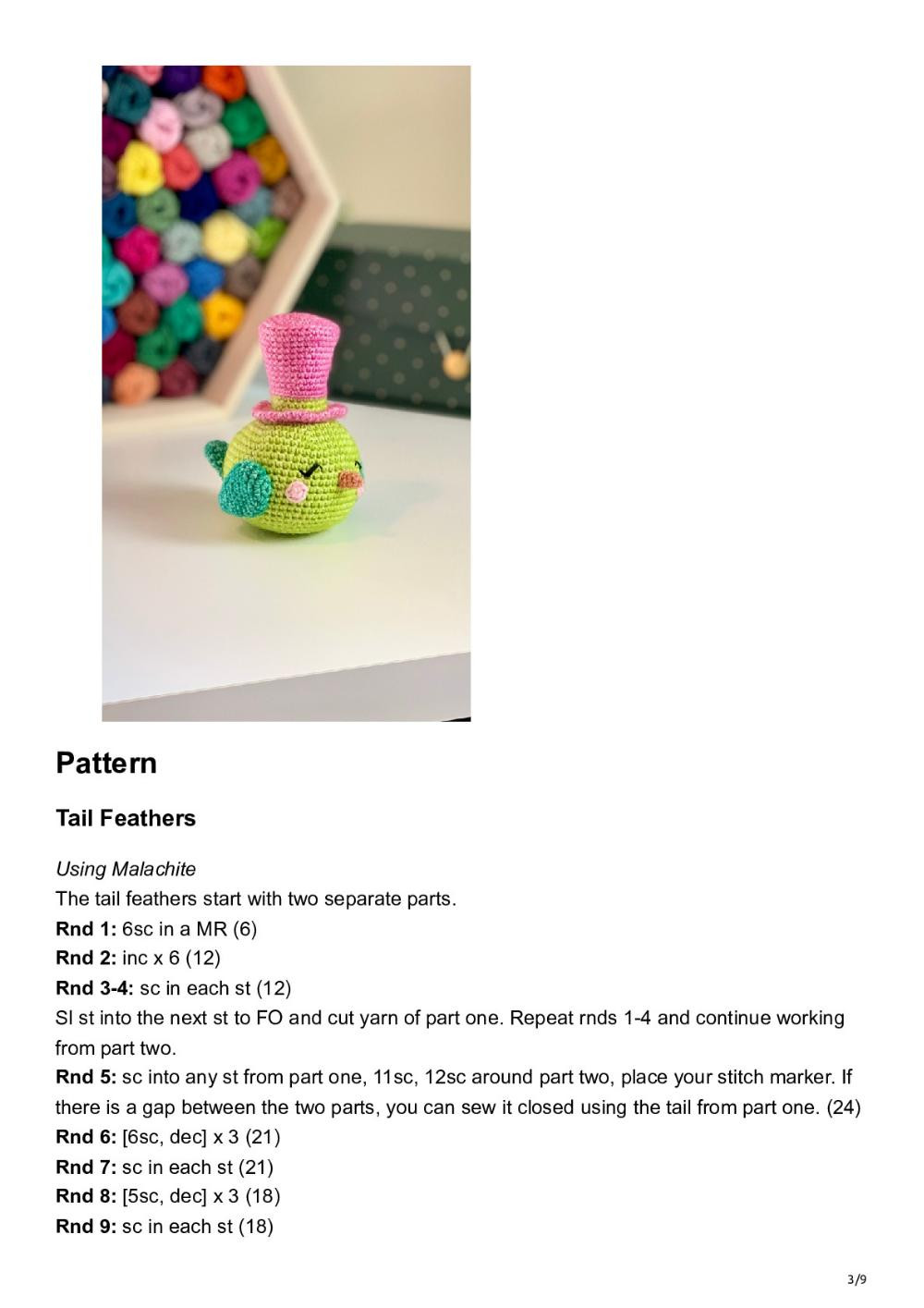 Pixie the Chubby Bird crochet pattern