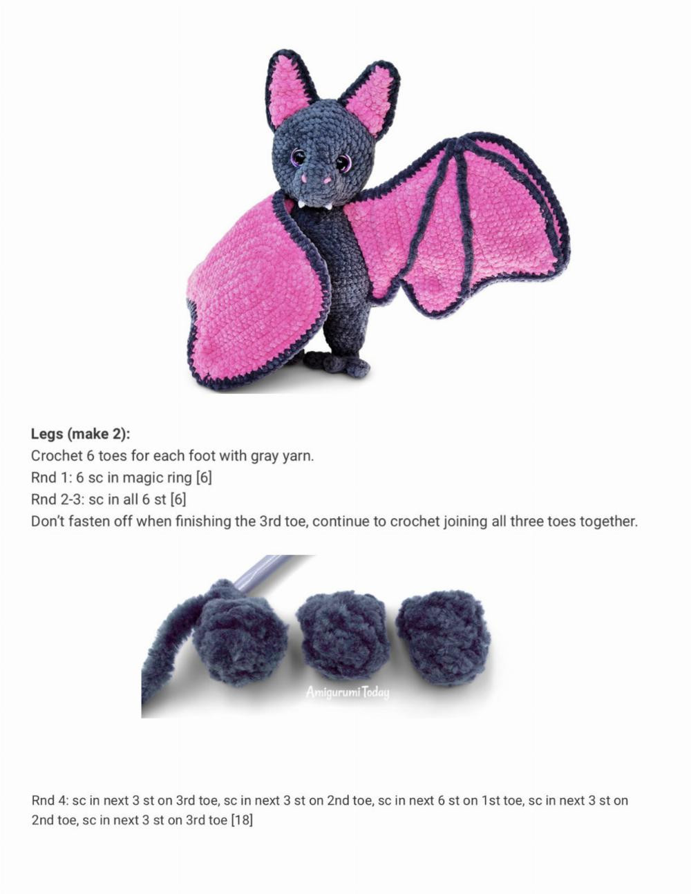 plush bat crochet pattern