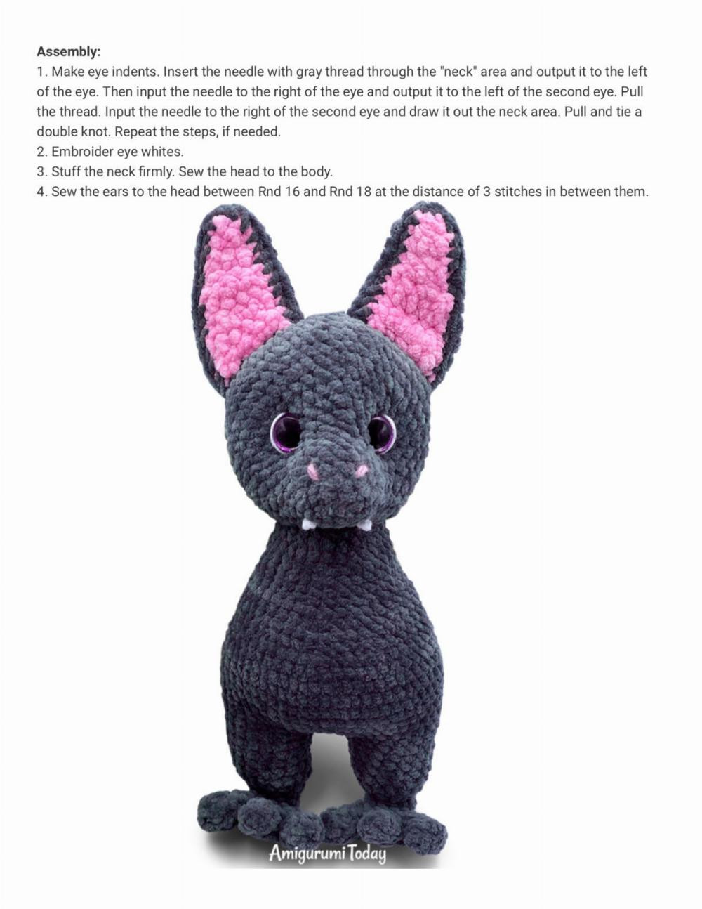 plush bat crochet pattern