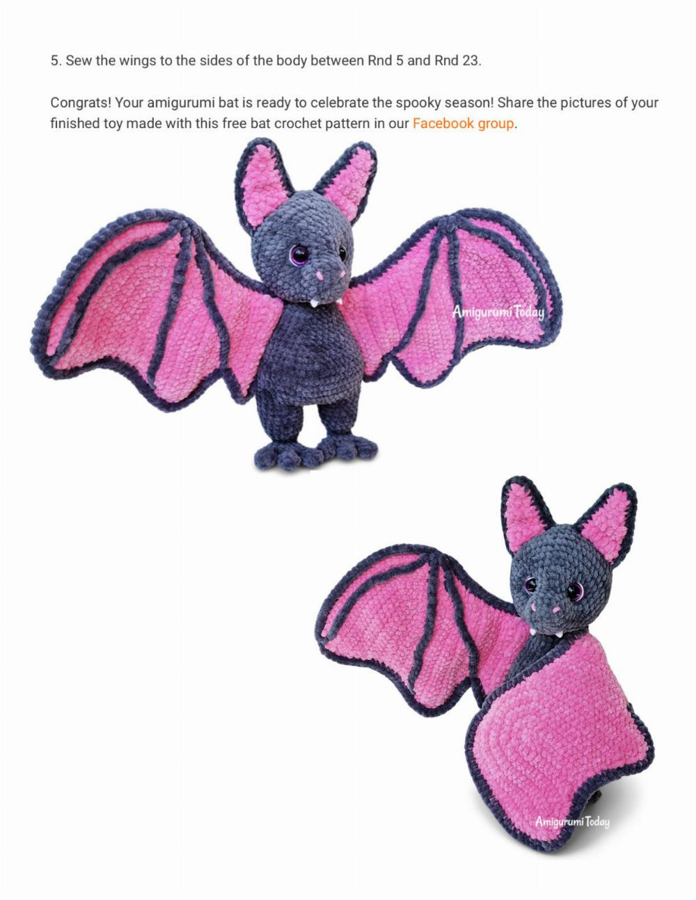 plush bat crochet pattern