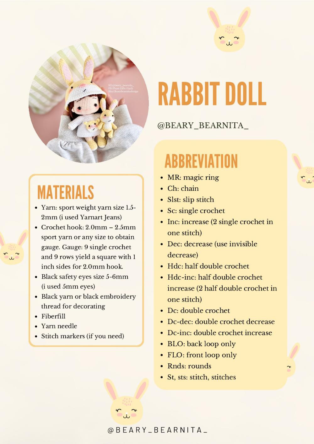 RABBIT DOLL crochet pattern