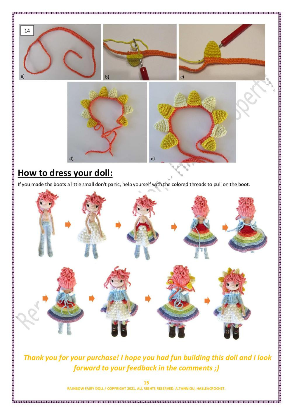 Rainbow Fairy/Elf crochet doll Pattern