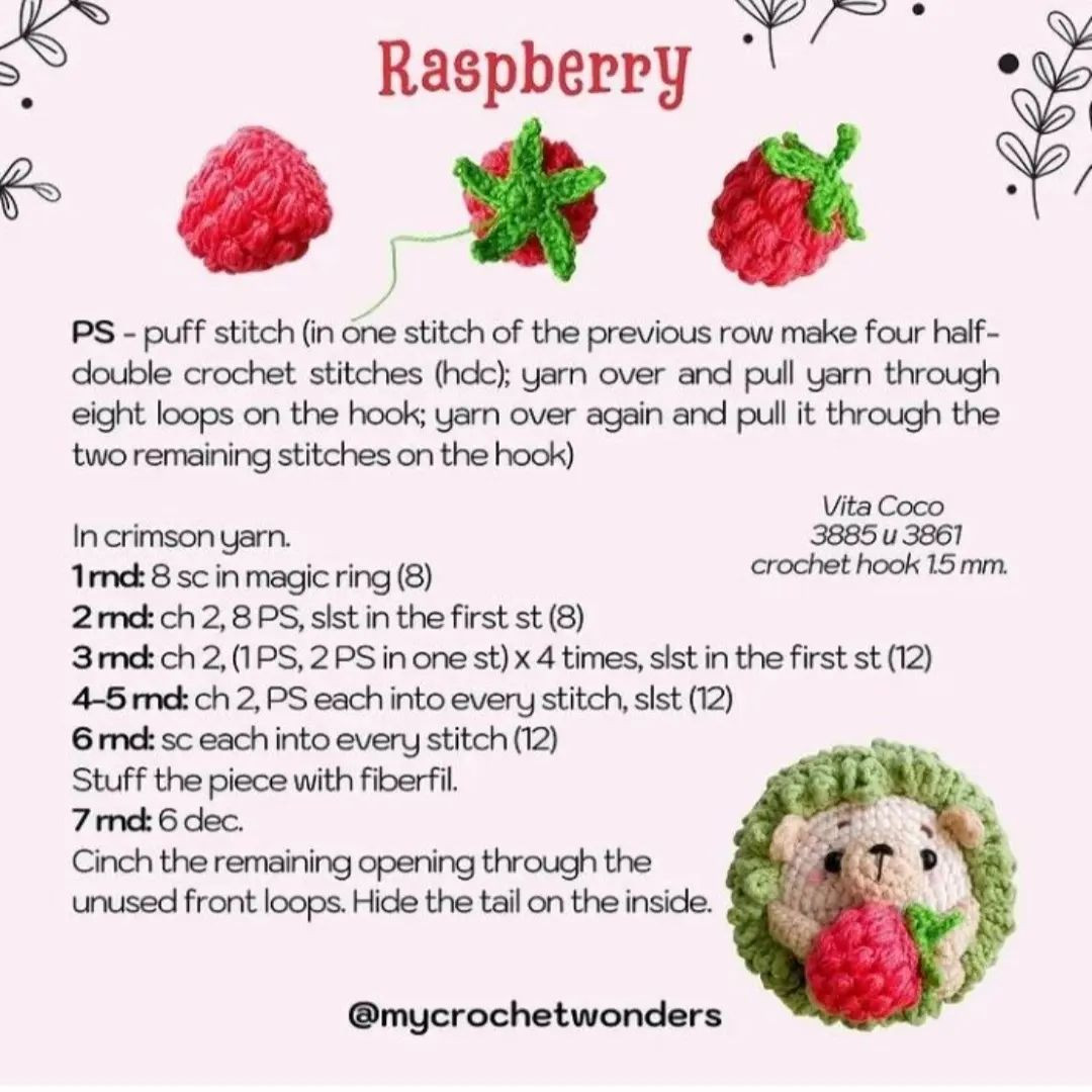 raspberry & mushroom free pattern